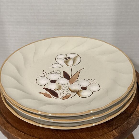 Set of 3 HEARTHSIDE Sculptura Felicity Stoneware Japan Dessert/Salad Plates 7.5” - Picture 1 of 5